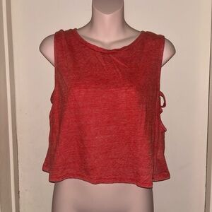 Forever 21 Red Tie Front Crop Tank Top